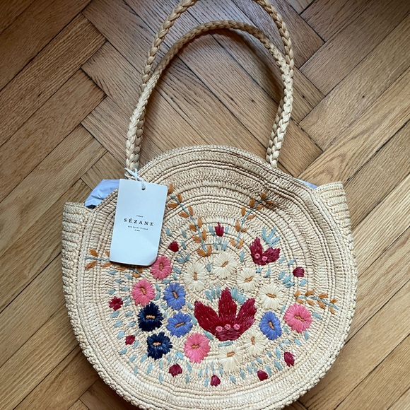 Sézane x Momoni June Basket - Embroidered Multicolored BOUQUET - RARE - Picture 5 of 9